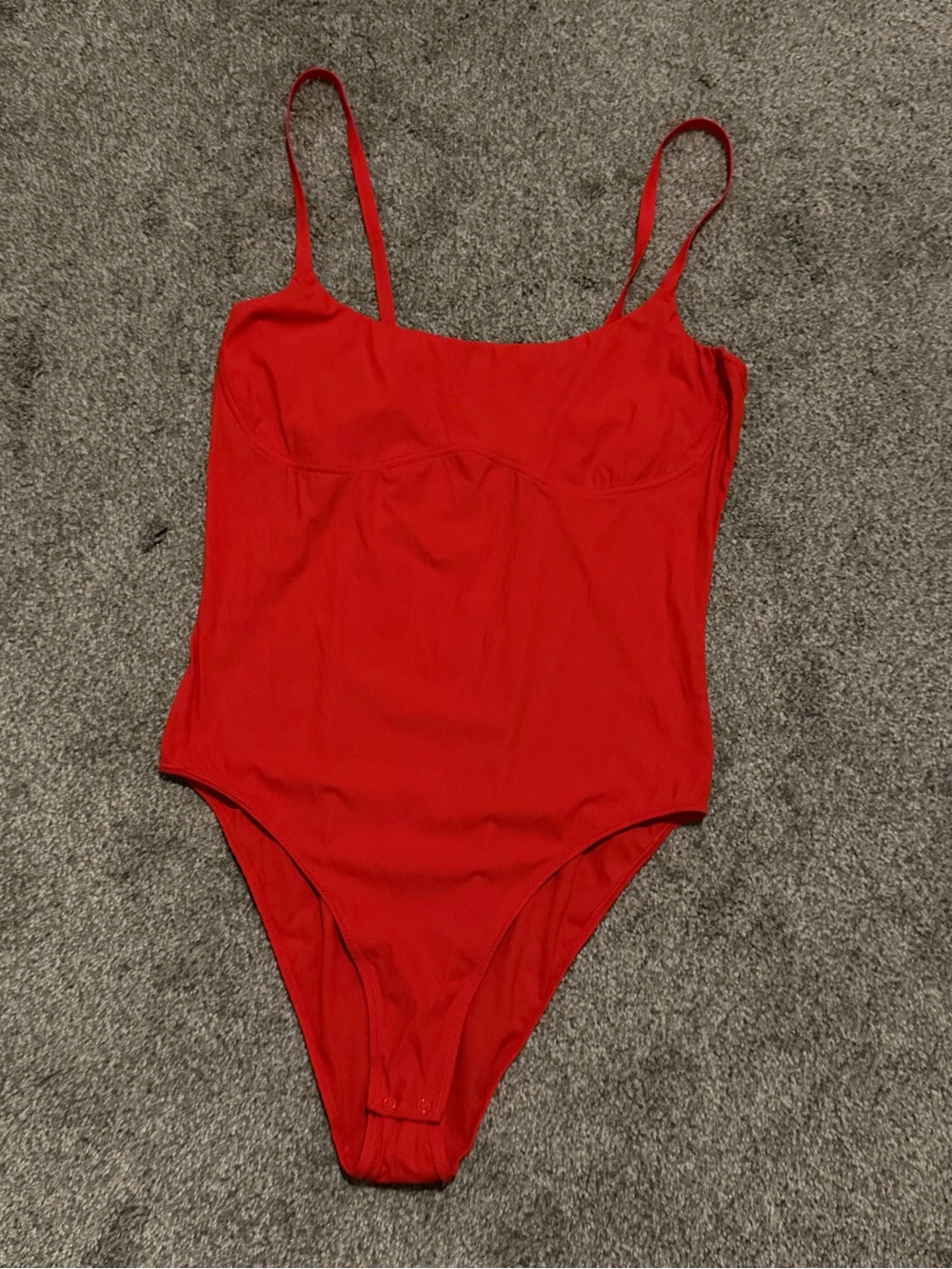 Free People Red Scoop-Neck Bodysuit with Thin Straps